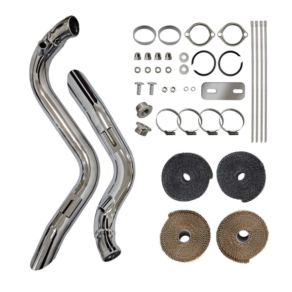 2" LAF Exhaust Pipes w/ Flange Kits for Harley Sportster Softail Chrome Wrapped