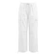 thumbnail image 3 of Levmjia Women Plus Size Cargo Pants Loose Straight Leg Casual Solid Color Comfortable Elastic Waist With Pockets For Home Daily Outdoor Workwear, 3 of 6