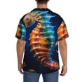 thumbnail image 3 of Pofeuu Yellow Fish Seahorse Print Mens Casual Short Sleeve Shirts Beach Summer Spread Collar Pocket Tops Men's Casual Short-sleeved Shirt-Large, 3 of 5