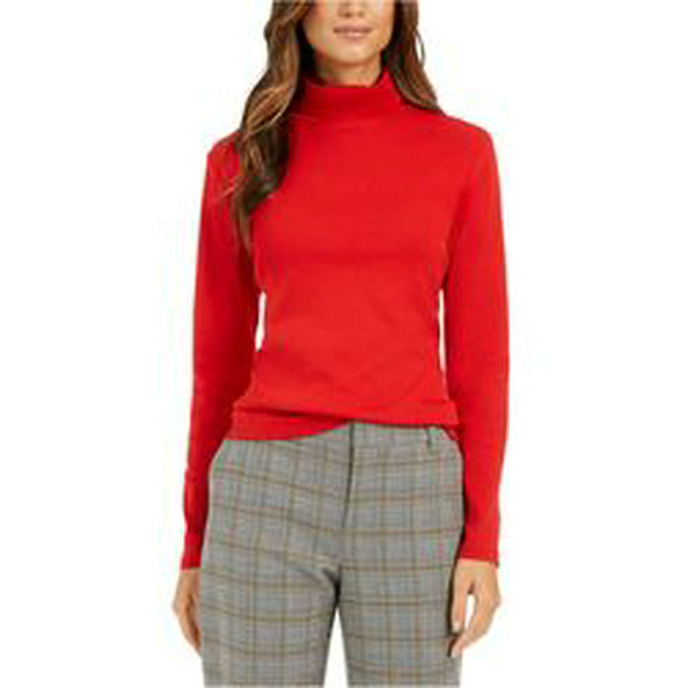 Charter Club - Charter Club Women's Heathered Ribbed Turtleneck Top Red ...