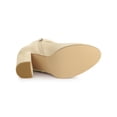 thumbnail image 5 of BLISSFUL STEP Women's Boots Heart Buckle Side Zip Block Heels Ankle Boots Beige 8, 5 of 7