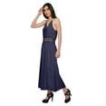 thumbnail image 4 of Moomaya WoMen's Spaghetti Strap Side Slit Dress Plus Size Solid Clothing, 4 of 6