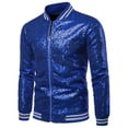thumbnail image 1 of Genuiskids Mens Shiny Metallic Sequin Jacket Lightweight Long Sleeve Collared Zip Up Slim Fit Overcoat Party Disco Club Bar Garment Dance Blazer Coat Outerwear, 1 of 3