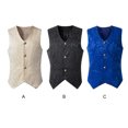 thumbnail image 4 of Sonducket Chaleco sin mangas para hombre, cuello en V, Color sólido, chaleco para adultos, ropa de vestir para vacaciones, traje, abrigo, abrigo Chaquetas de traje, americanas y abrigos deportivos, 4 of 6