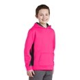 thumbnail image 4 of Sport-Tek Youth Sport Wick Fleece Colorblock Hooded Pullover-XS (Neon Pink/ Black), 4 of 6