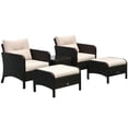 thumbnail image 2 of Outsunny 5pcs Outdoor Patio Furniture Set All Weather Wicker Conversation Set, Steel, Brown, 2 of 9