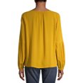 thumbnail image 3 of Time and Tru Women's Long Sleeve Split Neck Top, 3 of 6