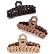 Kitsch Recycled Plastic Large Claw Clip - Big Chain Hair Clips for Women, 3pc Set Large, Neutrals