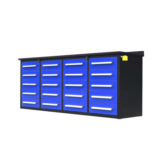 7ft Heavy Duty Garage Workbench Cabinet with 20 Drawers, Blue