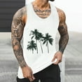 thumbnail image 2 of Dagegui Men's Palm Tree Print Tank Tops Summer Sleevelees Crew Neck Loose Fit Vest Casual Hawiian Vacation Travel Tank Top Big And Tall Muscle Tanks, 2 of 5