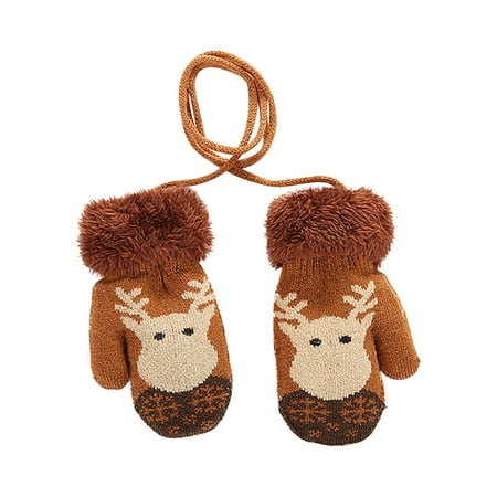 

Fesfesfes Toddler Baby Boys Girls Christmas Winter Knitted Gloves Children Knitted Gloves Children Solid Color Thickened Warm Gloves Sale Clearance
