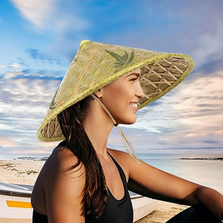 Camping Hiking Outdoor Sun Hat Handmade Weave Straw Cap for