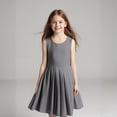 thumbnail image 2 of Girl Uniform Dress Cute Pleated Knee Length Sleeveless Grey Girls Uniform Jumper Girls Uniform Shirts 6-7 Years, 2 of 5