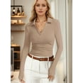 thumbnail image 3 of Weardear Womens Long Sleeve Stretch Crewneck Ribbed T-Shirt Slim Fit Casual Basic Tops, 3 of 5