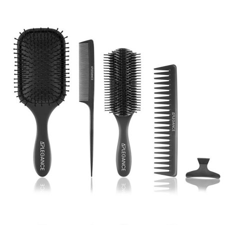 Hair Brush Set - Detangler, Styling Brush, Tail Comb & WideTeeth Wet Comb
