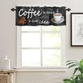thumbnail image 3 of Window Curtains Valance Rod Pocket Curtain Drapery for Living Room Kitchen Bathroom, Coffee Theme, Soft&Washable Small Window Treatment Valances, Farmhouse Style, 1 Panel, 54x18inch…, 3 of 5