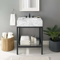 thumbnail image 5 of Sink Vanity Cabinet, Artificial Marble, Metal Steel, Black White, Modern Contemporary Urban Design, Hotel Bedroom Bathroom Master Suite Guest, 5 of 10