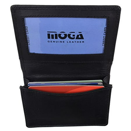 Moga Genuine Leather Business Card Holder Name Card Case Credit Card Wallet with ID Window (Best Business Card Holder For Men)