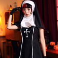 thumbnail image 3 of [Wetrose] Halloween Cosplay Party Costume Pecho Abierto Impresión Cruzada Monja Falda Corta Conjunto De Rol Rendimiento Bar Etapa, 3 of 4