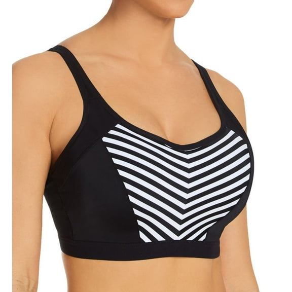Women's Pour Moi 97007 Energy Rush Lightly Padded Underwire Sports Bra (Black/White 34FF)