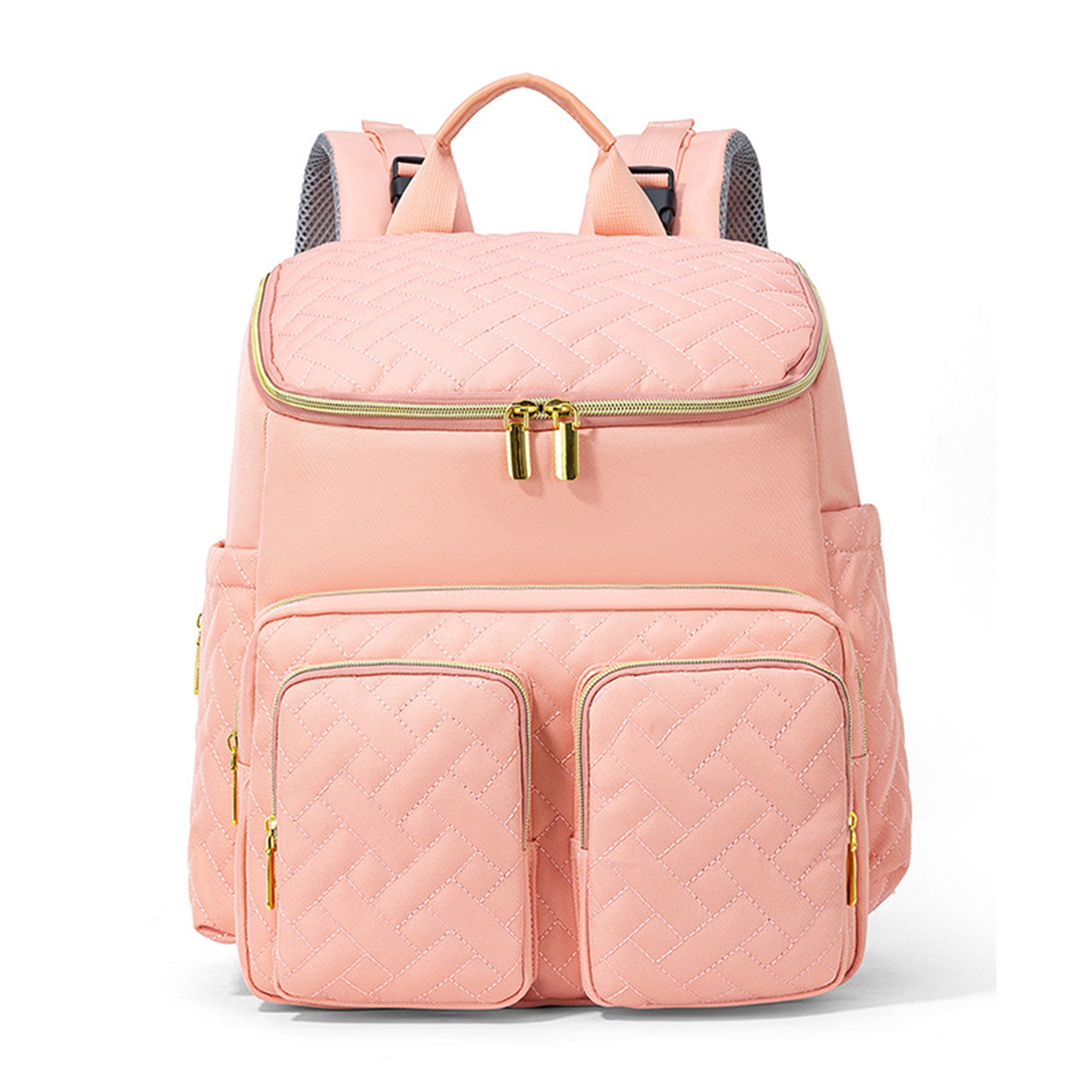 Diaper Backpack,Mummy Bag HopePow Large Capacity Baby Bag Travel Backpack with Zipper Wipe Pocket 4 Insulated Milk Bottle Pockets Stroller Straps,Baby Shower Gifts Diaper Bag Backpack for Women,Pink