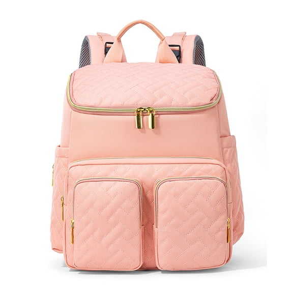 Diaper Backpack,Mummy Bag HopePow Large Capacity Baby Bag Travel Backpack with Zipper Wipe Pocket 4 Insulated Milk Bottle Pockets Stroller Straps,Baby Shower Gifts Diaper Bag Backpack for Women,Pink