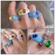 thumbnail image 4 of 9pcs con estilo acrílico anillos únicos de piedras preciosas de piedras preciosas anillos coloridos anillos acrílicos, 4 of 6