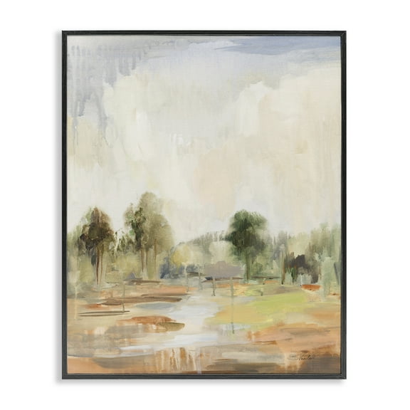Stupell Industries Summer Rain Landscape Landscape Painting Black Framed Art Print Wall Art, 11 x 14