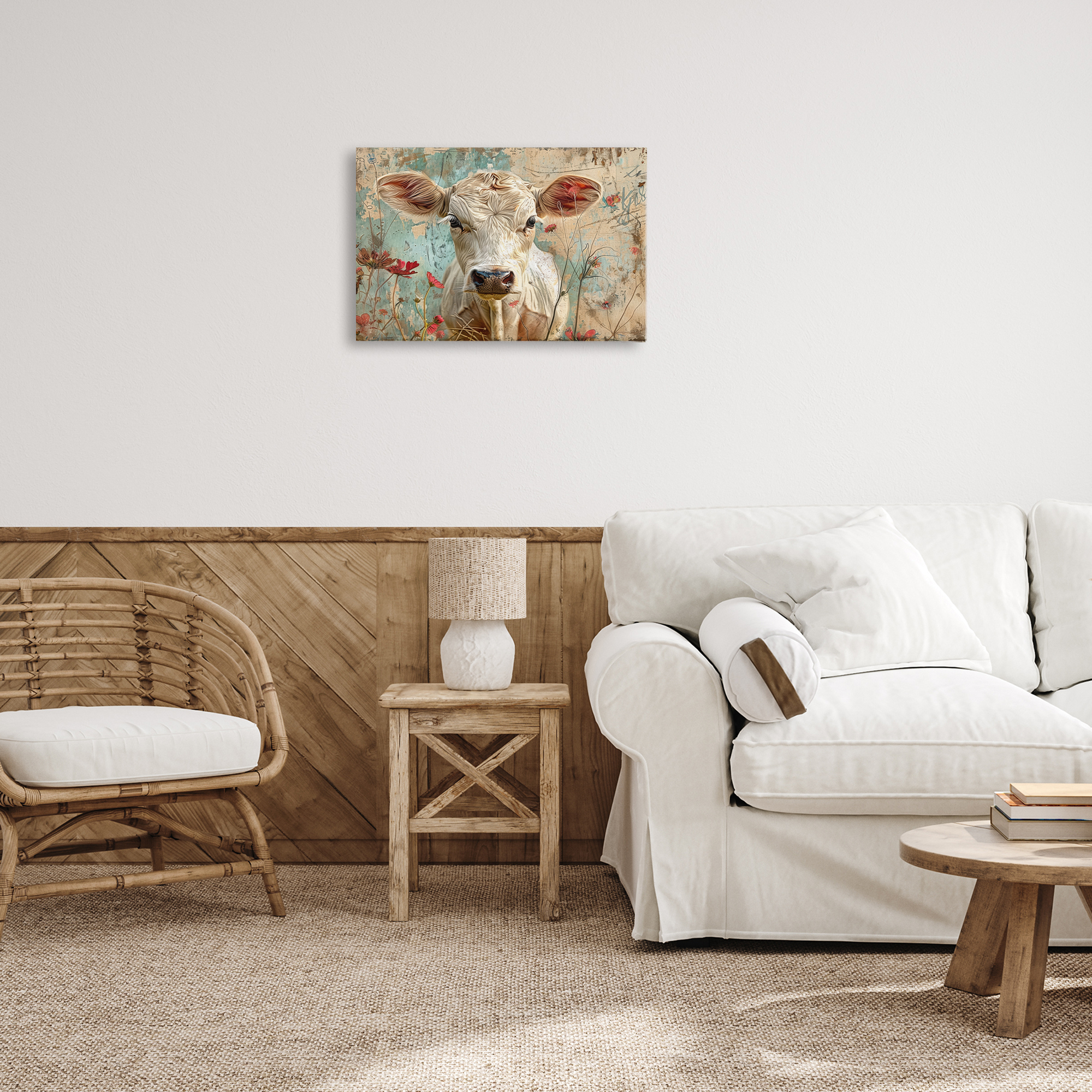 Stupell Industries Spring Country Cow Animals Painting Wrapped Canvas Art Print Wall Art, 24 x 16
