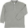 thumbnail image 3 of Leveret Long Sleeve Cotton Polo Shirt Light Gray 14 Year, 3 of 3