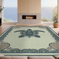 thumbnail image 2 of Design&I 3'x5' Washable Accent Rug Pet Friendly & Non-Slip Built-In Grip Turtle Nautical Wave Seashell Border Motif Starfish Coral Ocean Flowing Dynamic for Bedroom, Walk-in Closet, 2 of 7