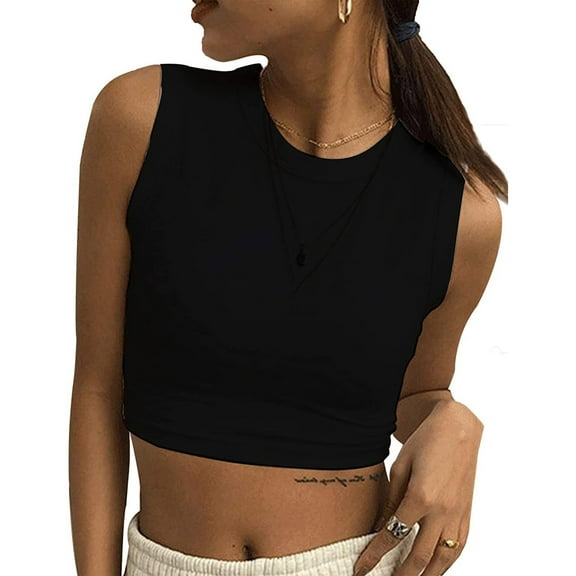 DailyTrove Women's Solid Cropped Tank Top - Cotton-Blend Casual & Layering Wear, Versatile for Daily & Styling