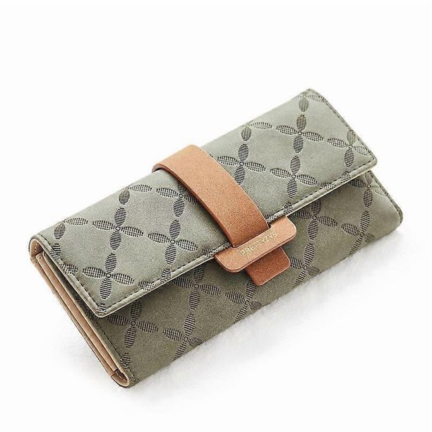 Large Women's Wallet - Women's Wallet with Zippered Coin Pocket - 9 Card and ID Holders - Women's Wallet Organizer - Soft and 100% Vegan Dark Green Le