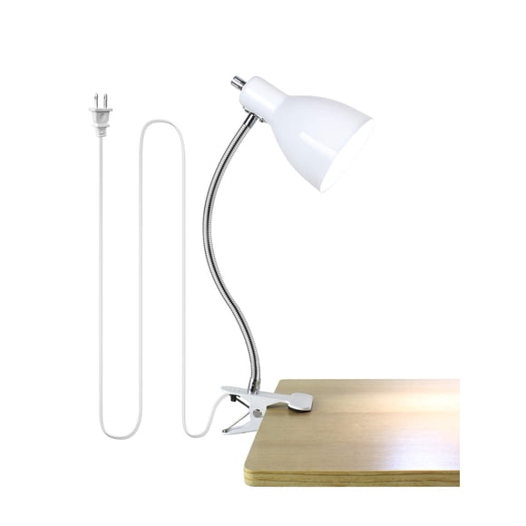 Lampe de Bureau Soin des Yeux, Lampe de Lecture Portable à Clipser Col de Cygne Rotation 360° Lampe de Bureau pour Chambre et Bureau Éclairage Maison (Blanc)