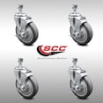 thumbnail image 2 of 5 Inch SS Thermoplastic Rubber Swivel ½ Inch Threaded Stem Caster Set Brake SCC, 2 of 2