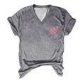 thumbnail image 3 of Gibobby Camiseta de manga corta para mujer Camiseta cómoda informal manga corta con cuello en V y estampado en color corazón para mujer(Gris,XL), 3 of 4