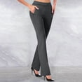 thumbnail image 2 of hlysgo Womens Casual Dressy Pants Tummy Control Elastic Waist Loose Fit Trousers Business Work Officewear Soft Pants with Pockets Gray,S, 2 of 5