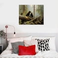 thumbnail image 3 of PRATYUS Fall Decor A Bear Playing in the Forest Canvas Wall Art Picture 20x16in for Living Room Bedroom 20x16in, 3 of 3
