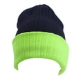 thumbnail image 2 of Top Headwear Cable Knit Long Winter Beanie - Navy/Green, 2 of 2