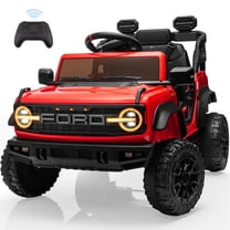 12V Ford Bronco Kids Ride on Cars with Remote Control, Battery Powered Ride on Toys with All-Terrain Wheel, Toddler Electric Car with Headlights/Music/Bluetooth for Boys Girls 3-5, Red