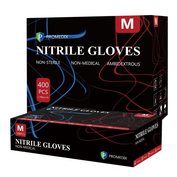 PROMEDIX P Nitrile Gloves 100Pcs 400Pcs,Gloves Disposable Latex Free,Disposable Gloves for Househode,Food safe