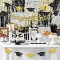 thumbnail image 2 of Congrats Grads Banner Grads Hats Garland Black Gold Glitter Graduation Banner for Car Parade High School College University 2023 Graduation Party Decorations, 2 of 6