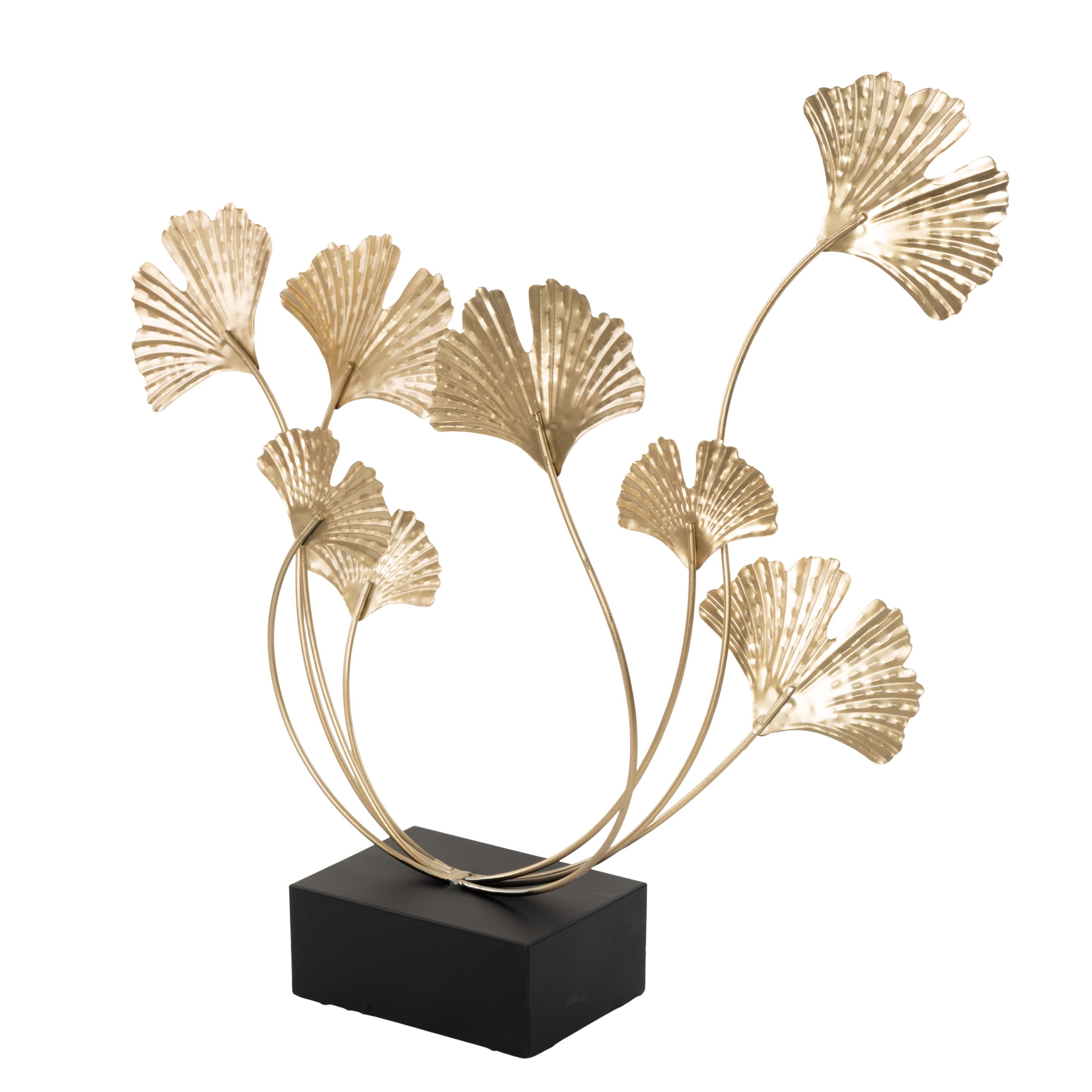 18" x 22" Gold Metal Curved Floral Sculpture, by DecMode