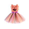 thumbnail image 4 of Toddler Girls Halloween Dress Pumpkin Lantern Mesh Back Bowknot Sleeveless Summer Dresses Girls Size 4-5T, 4 of 7