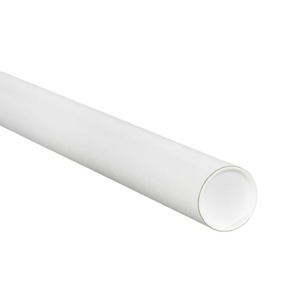 Aviditi Tubes de Courrier Blancs avec Bouchons, 2 Pouces x 15 Pouces, Lot de 50, pour Expédition, Stockage, Envoi et Protection de Documents, Plans et Affiches