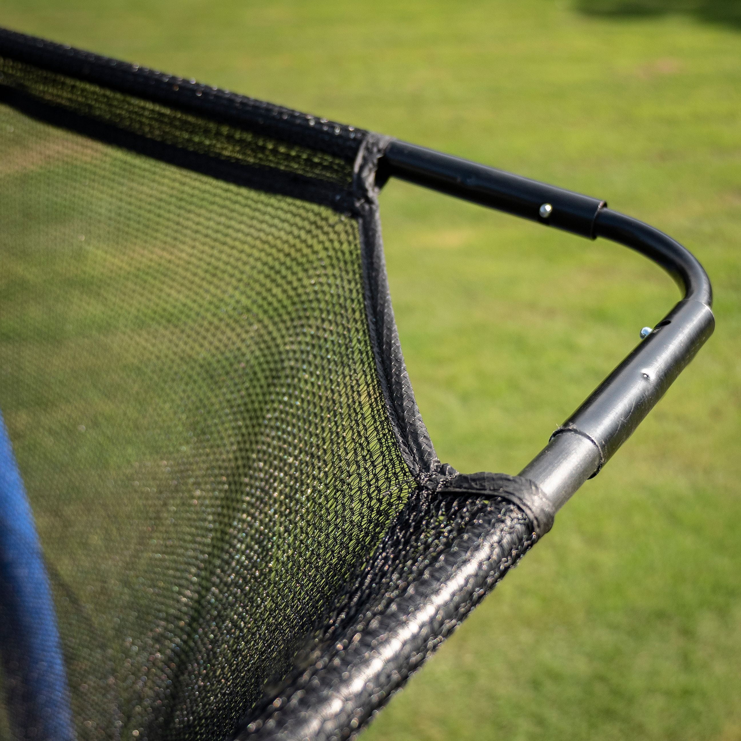 Jumpking Rectangle 10' x 15' Trampoline, with 2 Basketball Hoops, Footstep, and Court Print, Blue/Yellow