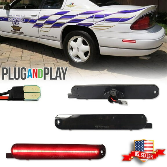 GTINTHEBOX Smoke Red LED Rear Side Marker Lights For 1995-2001 Chevy Lumina & 1995-1999 Monte Carlo