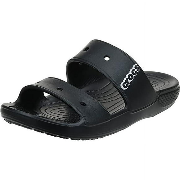 Crocs 206761-001-M7W9 Unisex Classic Two-Strap Slide Sandals, Black - Size M7W9