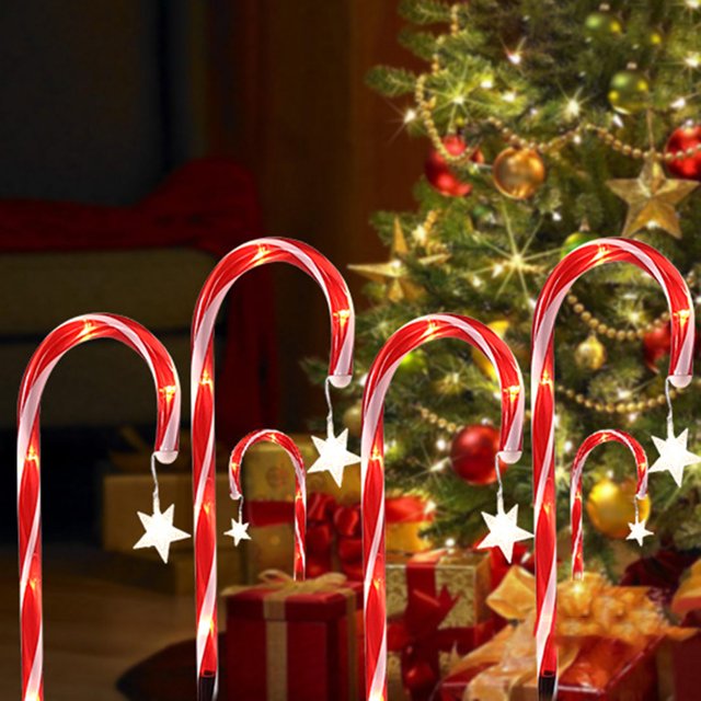 Luz solar del bastón de caramelo de la Navidad IP65 lámpara solar impermeable del césped decoración de la Navidad FLhrweasw Nuevo