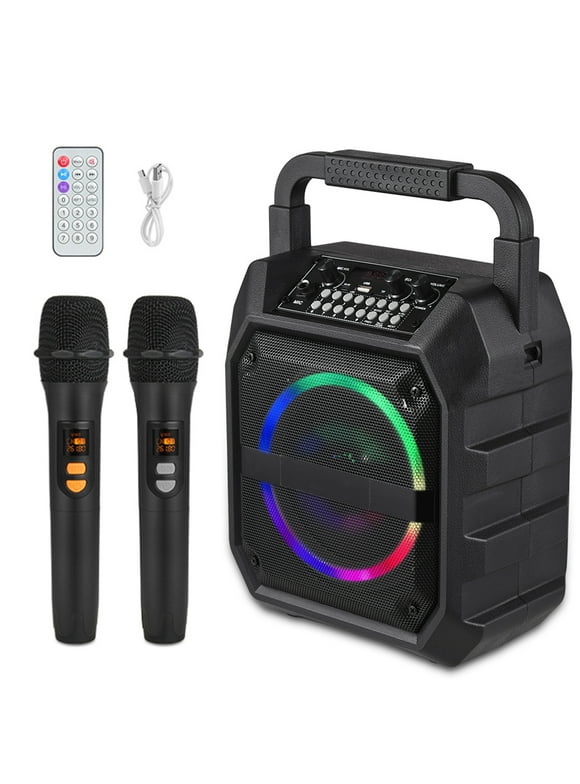 Eccomum Karaoke Machine with Two Wireless Karaoke Microphone, Portable  Karaoke Speaker with PA System and LED Lights for Adults Kids